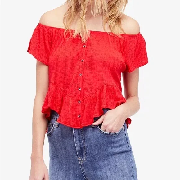 Free People Mint Julep Ruffle Top - Picture 4 of 8